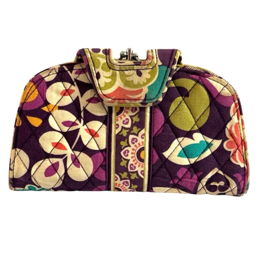 Vera Bradley Plum Floral Quilted‎ Kisslock Wallet